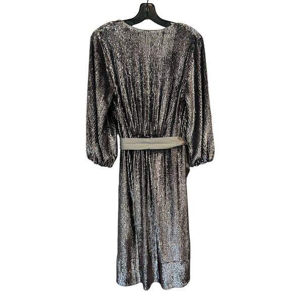 NWT ALICE + OLIVIA Anne Sequin Long Sleeve Wrap Dress Size 2 - Picture 7 of 13